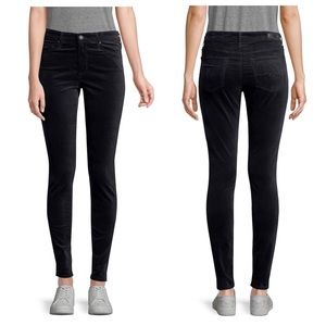 AG Adriano Goldschmied Farrah High-rise Black Velvet Skinny Pants